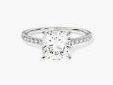 Diamond engagement ring with pave band, luxury jewelry