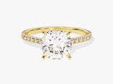 Cushion Cut Moissanite Engagement Ring with Pave Set Side Stones (3.00 CT)
