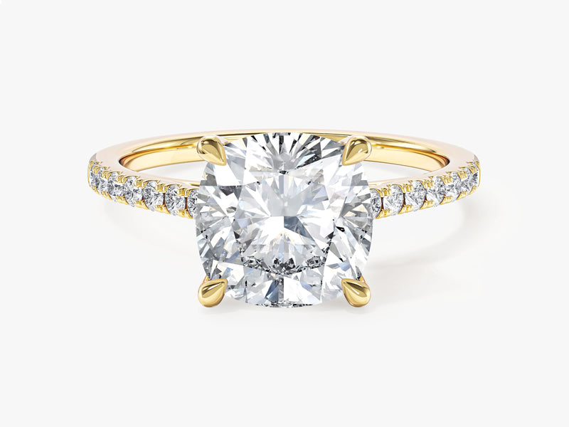 Cushion Cut Moissanite Engagement Ring with Pave Set Side Stones (3.00 CT)