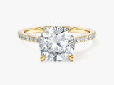 Cushion Cut Lab Grown Diamond Engagement Ring with Pave Set Side Stones (3.00 CT)