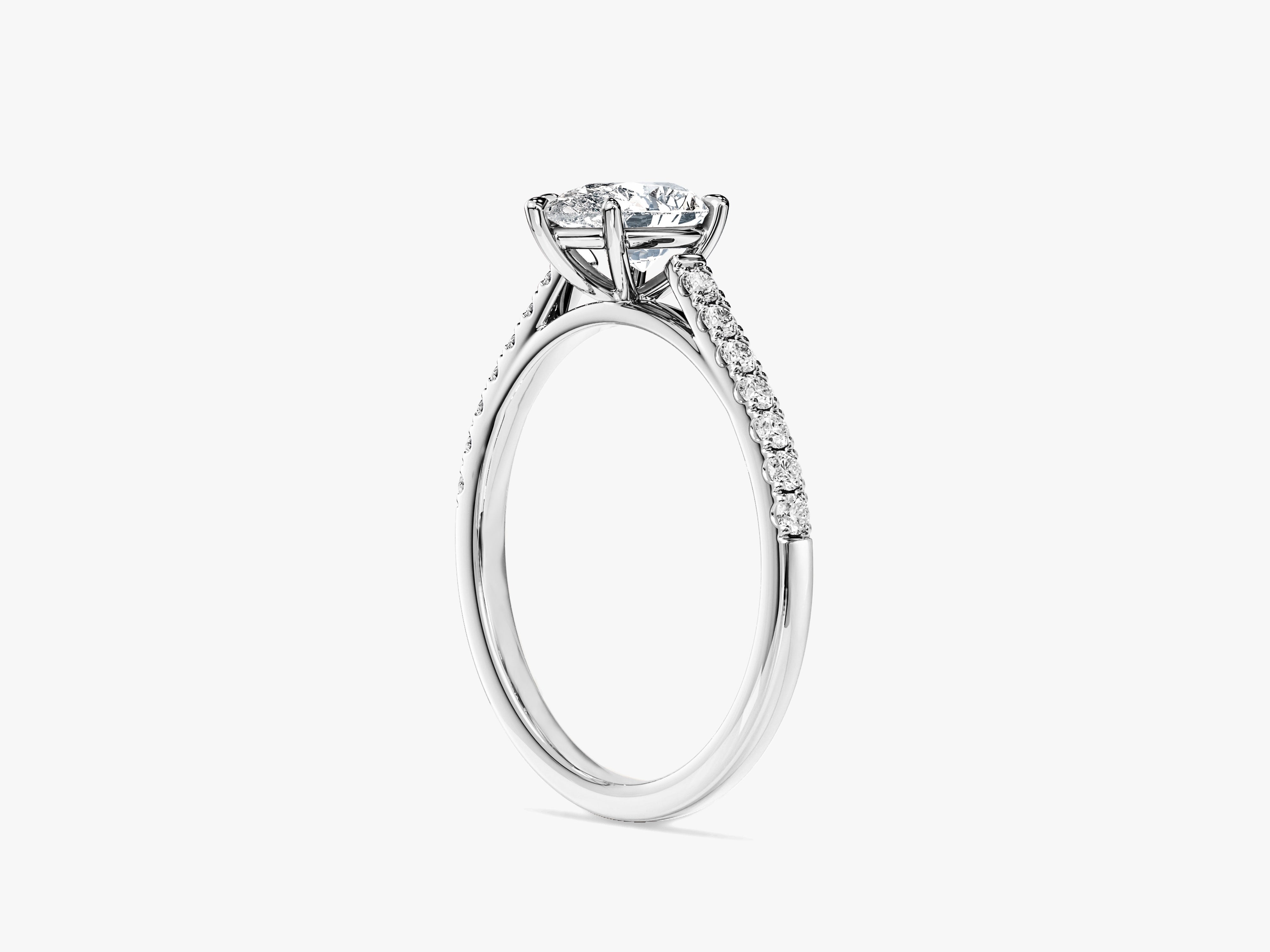 Pear Cut Lab Grown Diamond Engagement Ring with Pave Set Side Stones (1.00 CT)
