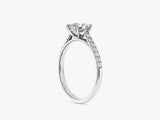 Pear Cut Lab Grown Diamond Engagement Ring with Pave Set Side Stones (1.00 CT)