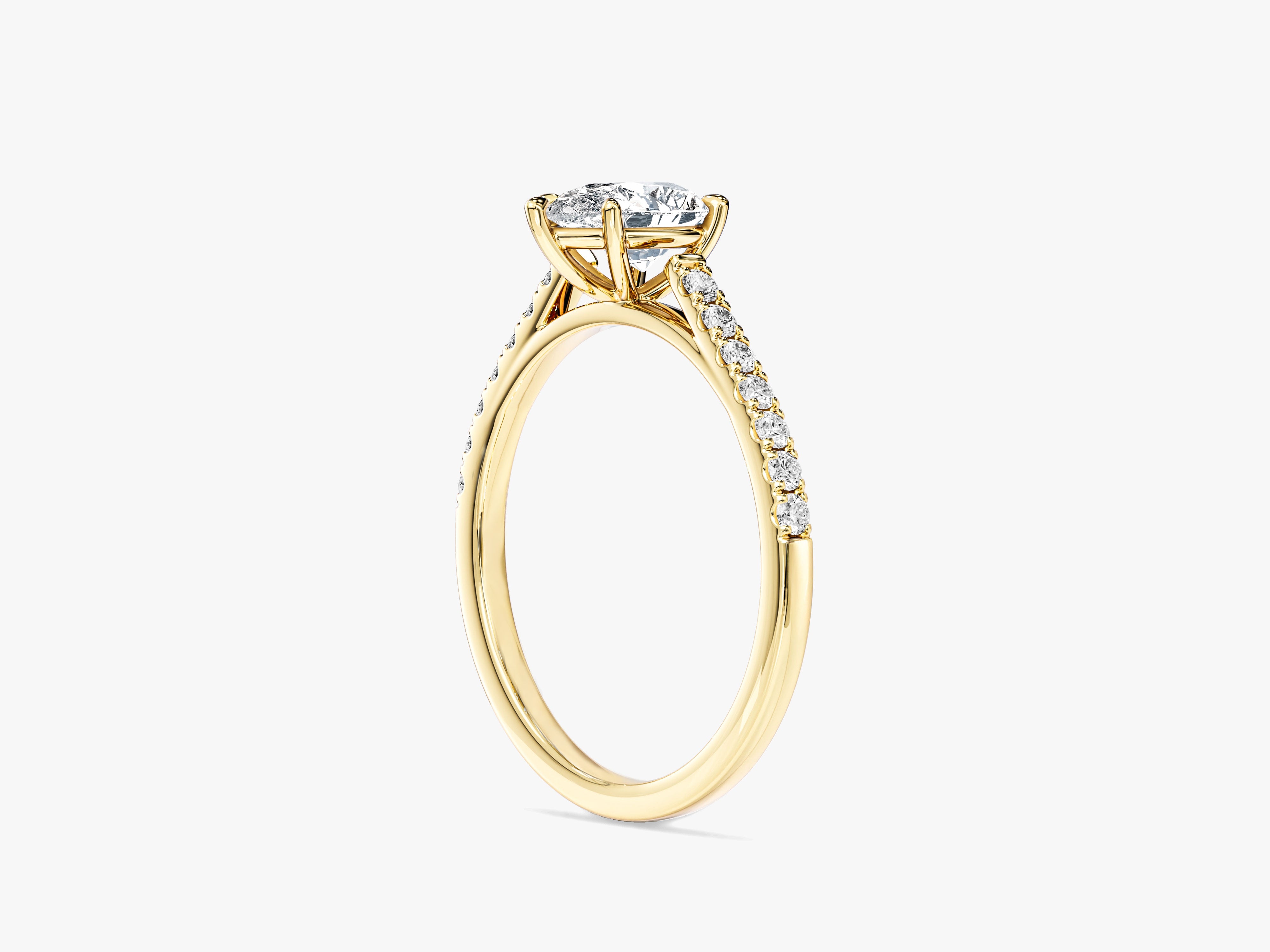 Pear Cut Lab Grown Diamond Engagement Ring with Pave Set Side Stones (1.00 CT)