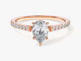 Pear Cut Lab Grown Diamond Engagement Ring with Pave Set Side Stones (1.00 CT)
