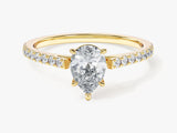 Pear Cut Lab Grown Diamond Engagement Ring with Pave Set Side Stones (1.00 CT)
