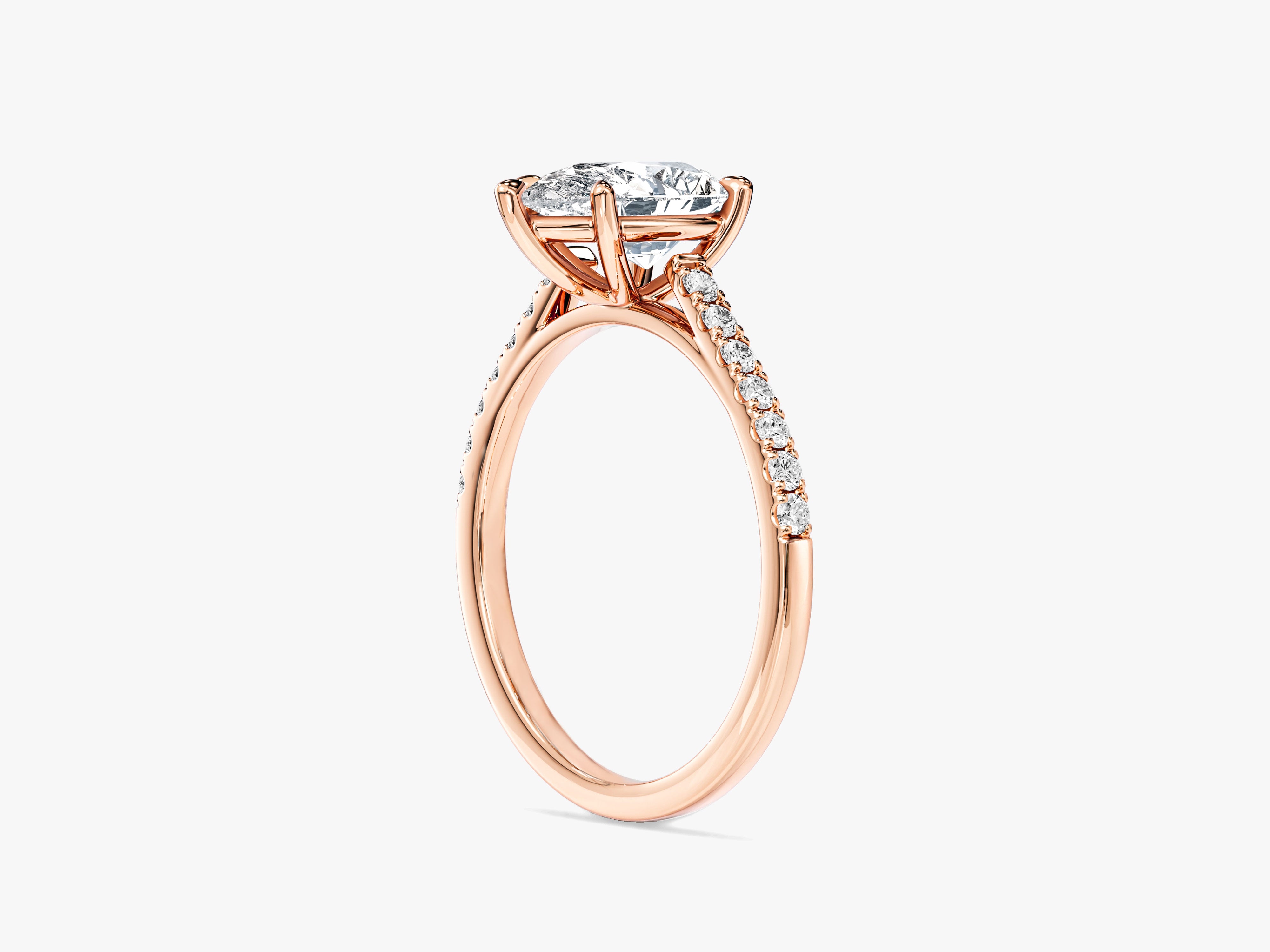 Pear Cut Lab Grown Diamond Engagement Ring with Pave Set Side Stones (1.50 CT)