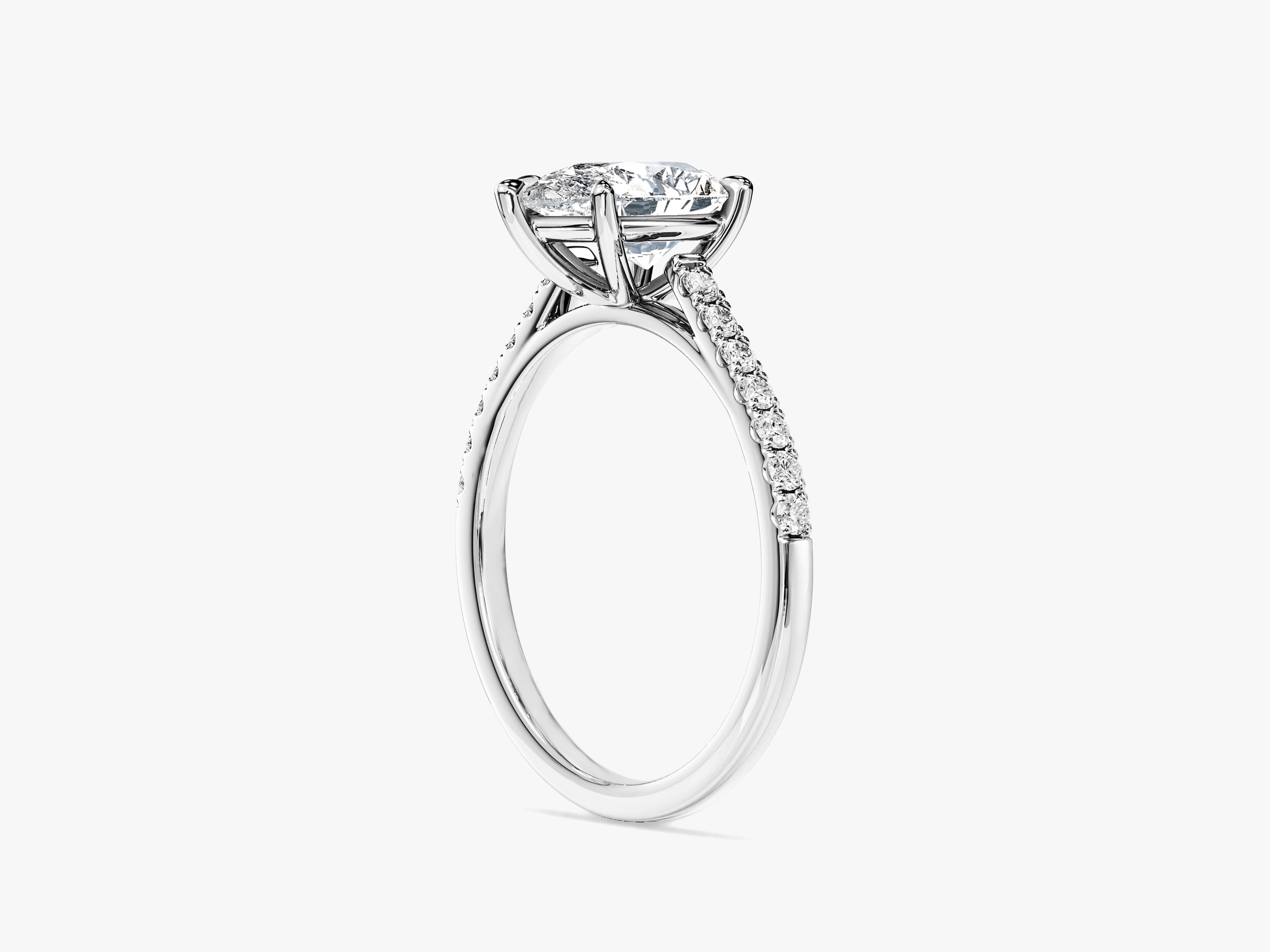 Pear Cut Lab Grown Diamond Engagement Ring with Pave Set Side Stones (1.50 CT)