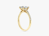 Pear Cut Lab Grown Diamond Engagement Ring with Pave Set Side Stones (1.50 CT)
