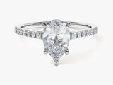 Pear Cut Lab Grown Diamond Engagement Ring with Pave Set Side Stones (1.50 CT)