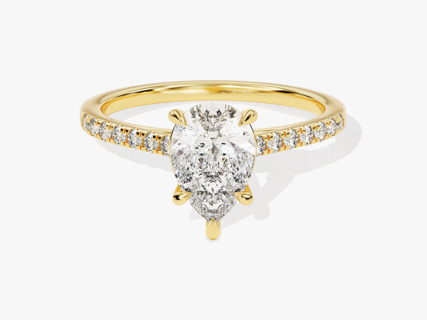 Pear Cut Diamond Engagement Ring with Pave Set Side Stones (1.50 CT)