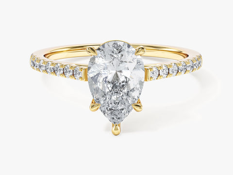 Pear Cut Moissanite Engagement Ring with Pave Set Side Stones (1.50 CT)