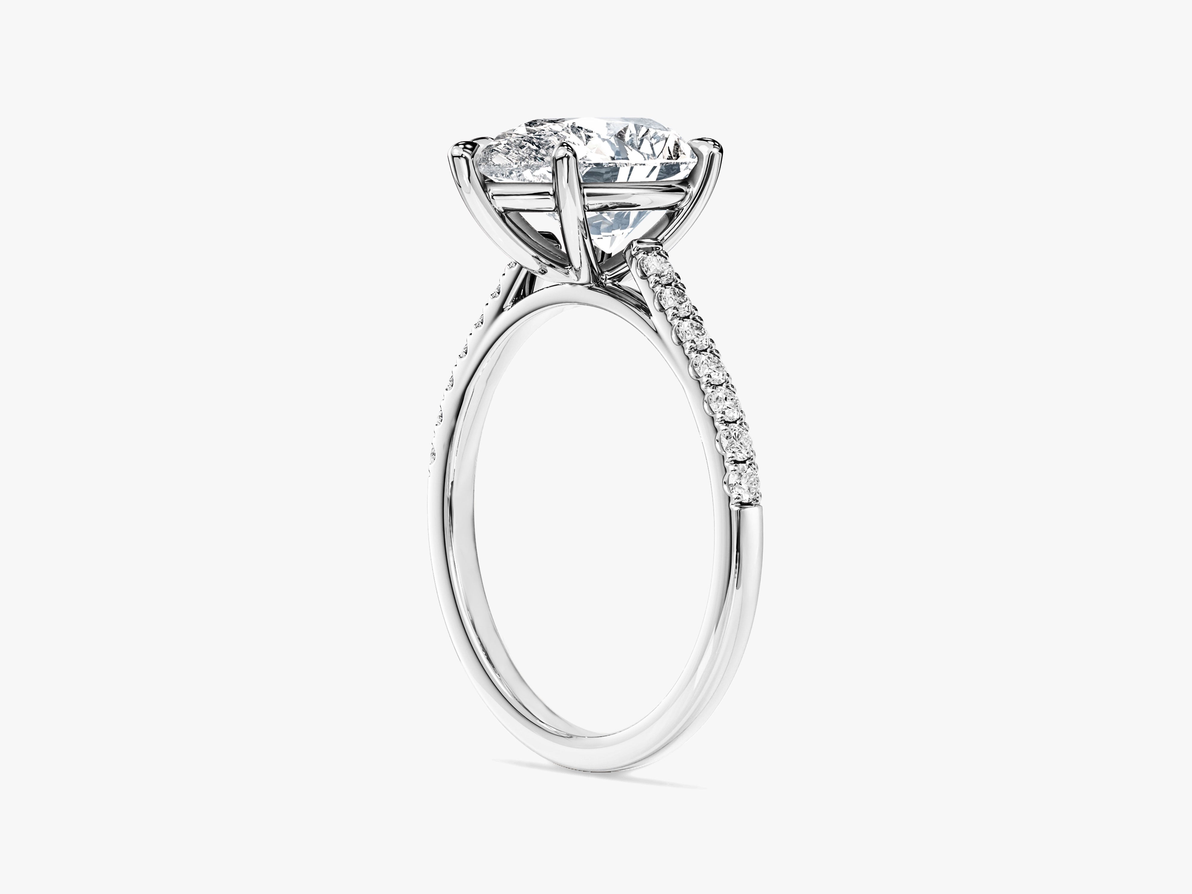 Pear Cut Lab Grown Diamond Engagement Ring with Pave Set Side Stones (2.00 CT)