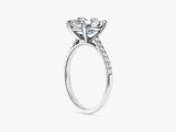 Pear Cut Lab Grown Diamond Engagement Ring with Pave Set Side Stones (2.00 CT)