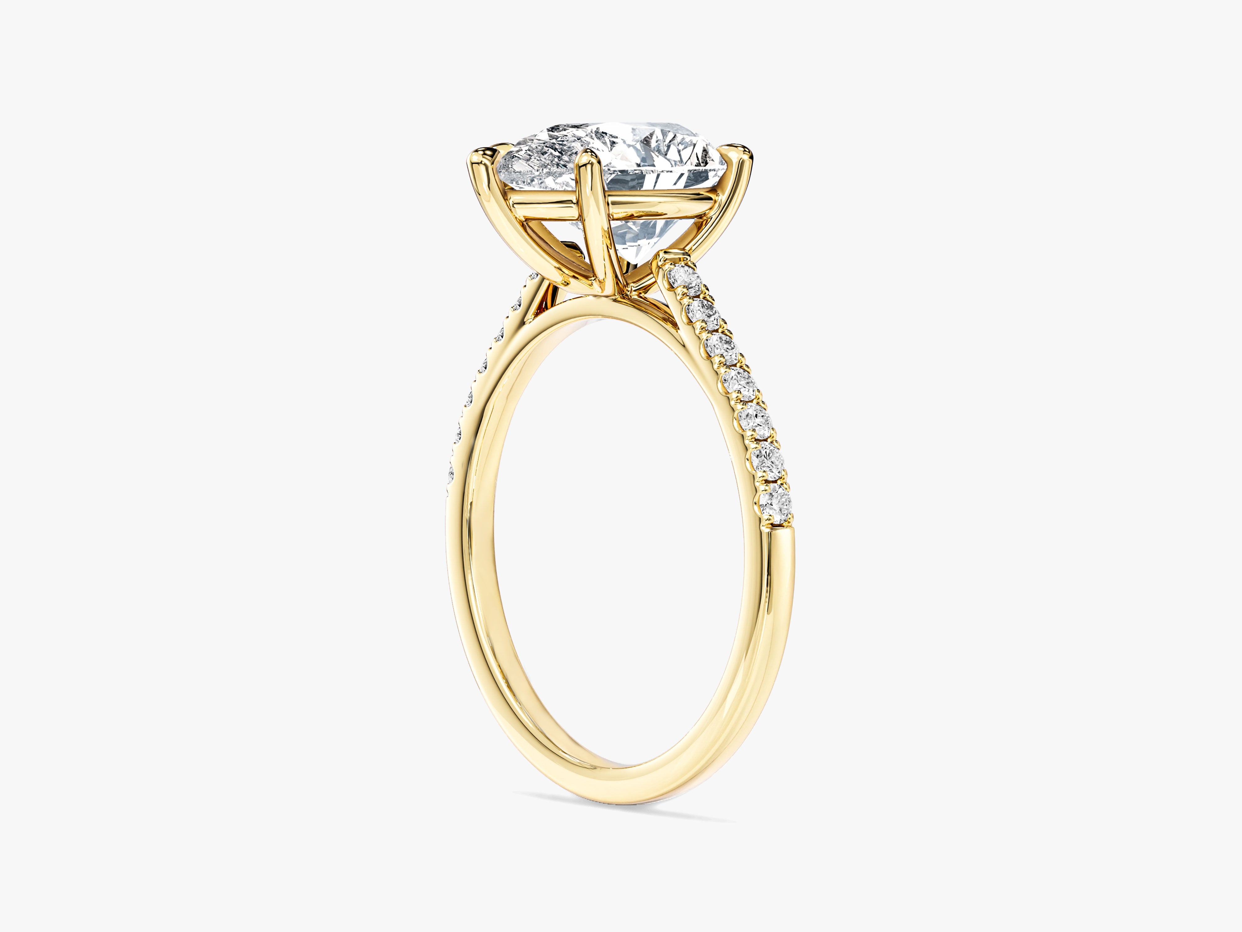 Pear Cut Lab Grown Diamond Engagement Ring with Pave Set Side Stones (2.00 CT)