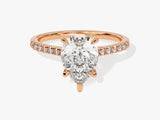 Pear Cut Moissanite Engagement Ring with Pave Set Side Stones (2.00 CT)