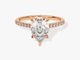 Pear Cut Lab Grown Diamond Engagement Ring with Pave Set Side Stones (2.00 CT)