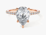 Pear Cut Lab Grown Diamond Engagement Ring with Pave Set Side Stones (2.00 CT)