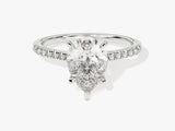 Pear Cut Moissanite Engagement Ring with Pave Set Side Stones (2.00 CT)