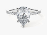 Pear Cut Lab Grown Diamond Engagement Ring with Pave Set Side Stones (2.00 CT)