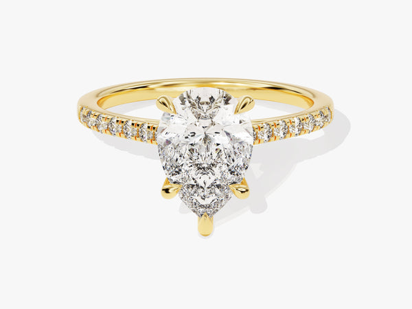 Pear Cut Diamond Engagement Ring with Pave Set Side Stones (2.00 CT)