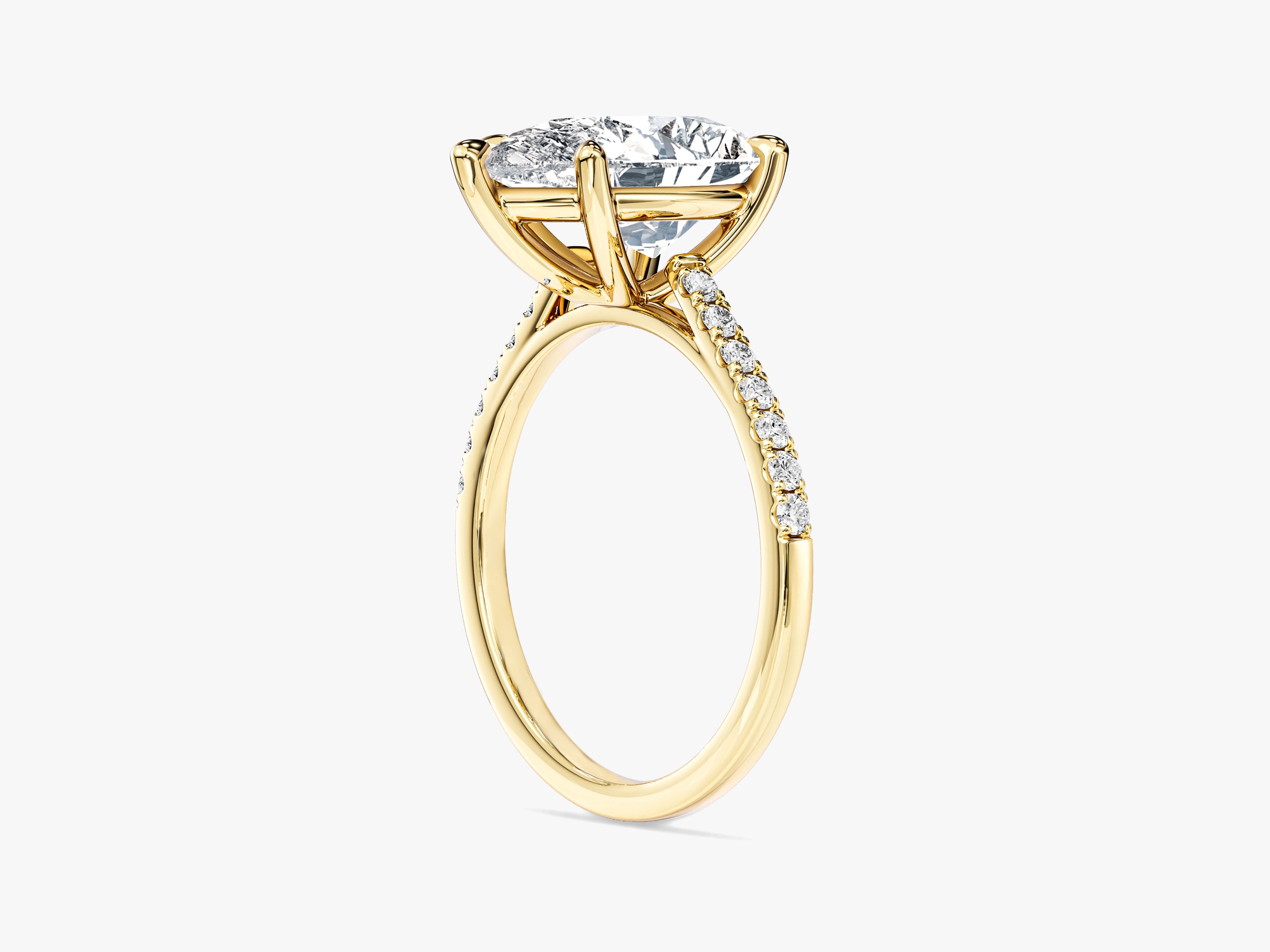Pear Cut Moissanite Engagement Ring with Pave Set Side Stones (3.00 CT)