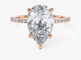 Pear Cut Lab Grown Diamond Engagement Ring with Pave Set Side Stones (3.00 CT)