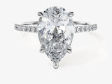 Pear Cut Moissanite Engagement Ring with Pave Set Side Stones (3.00 CT)