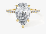 Pear Cut Lab Grown Diamond Engagement Ring with Pave Set Side Stones (3.00 CT)