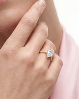 Pear Cut Moissanite Engagement Ring with Pave Set Side Stones (3.00 CT)