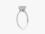 Asscher Cut Lab Grown Diamond Engagement Ring with Pave Set Side Stones (1.00 CT)