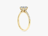 Asscher Cut Lab Grown Diamond Engagement Ring with Pave Set Side Stones (1.00 CT)