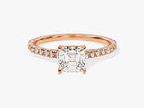 Asscher Cut Diamond Engagement Ring with Pave Set Side Stones (1.00 CT)