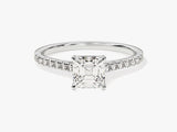 Asscher Cut Diamond Engagement Ring with Pave Set Side Stones (1.00 CT)