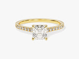 Asscher Cut Moissanite Engagement Ring with Pave Set Side Stones (1.00 CT)