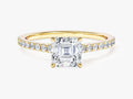 Asscher Cut Moissanite Engagement Ring with Pave Set Side Stones (1.00 CT)