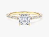 Asscher Cut Lab Grown Diamond Engagement Ring with Pave Set Side Stones (1.00 CT)