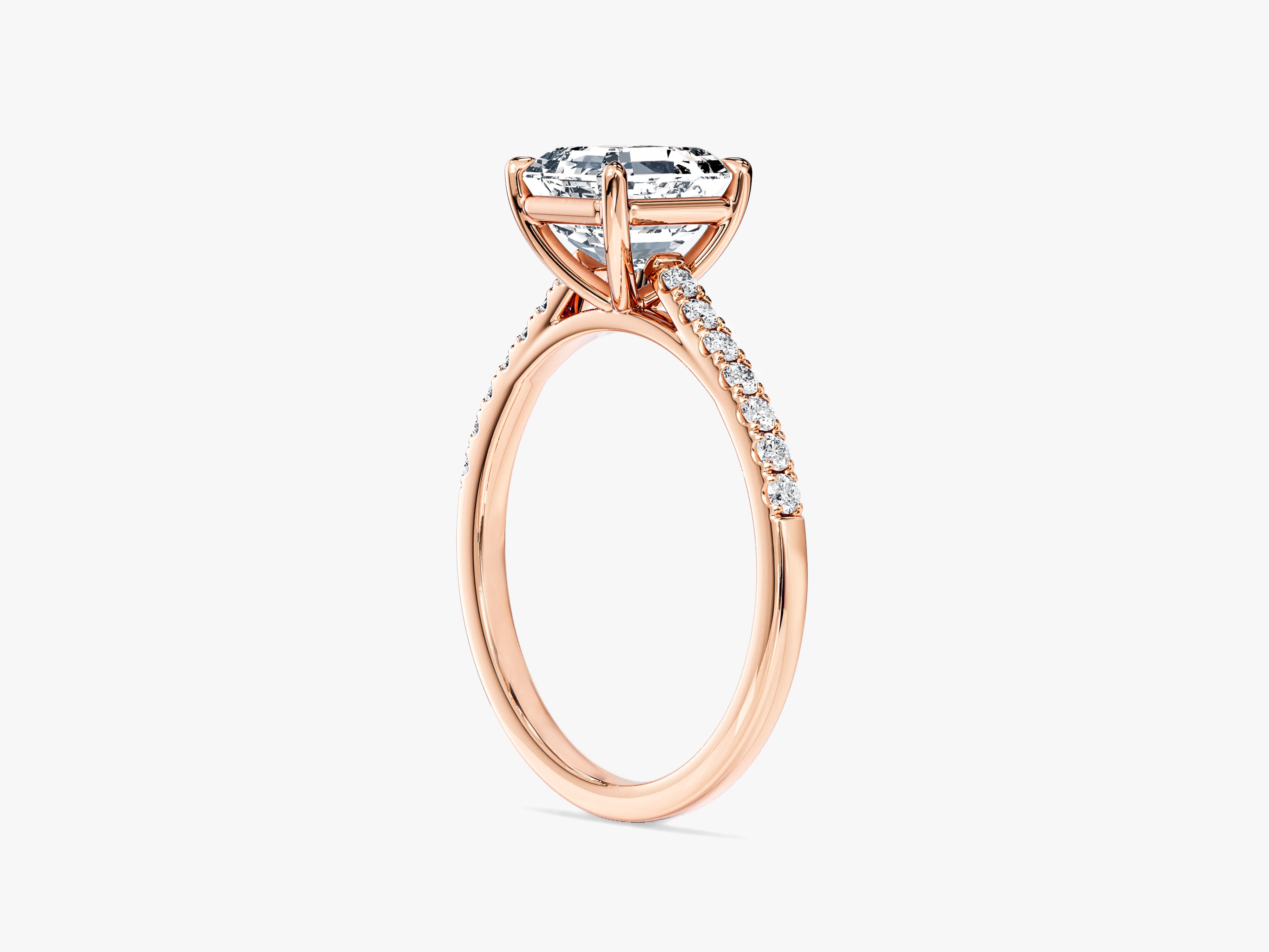 Asscher Cut Lab Grown Diamond Engagement Ring with Pave Set Side Stones (1.50 CT)