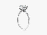 Asscher Cut Lab Grown Diamond Engagement Ring with Pave Set Side Stones (1.50 CT)