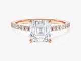 Asscher Cut Lab Grown Diamond Engagement Ring with Pave Set Side Stones (1.50 CT)