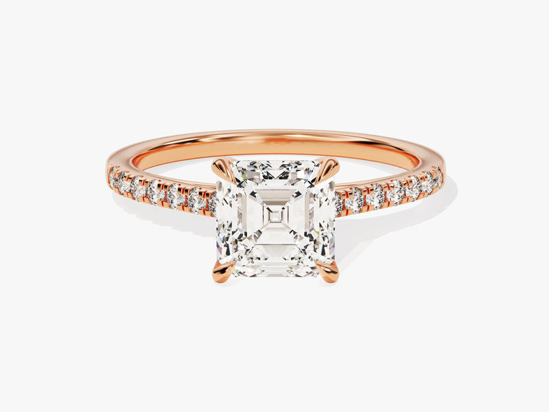 Asscher Cut Diamond Engagement Ring with Pave Set Side Stones (1.50 CT)