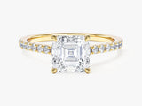 Asscher Cut Lab Grown Diamond Engagement Ring with Pave Set Side Stones (1.50 CT)