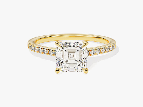 Asscher Cut Diamond Engagement Ring with Pave Set Side Stones (1.50 CT)