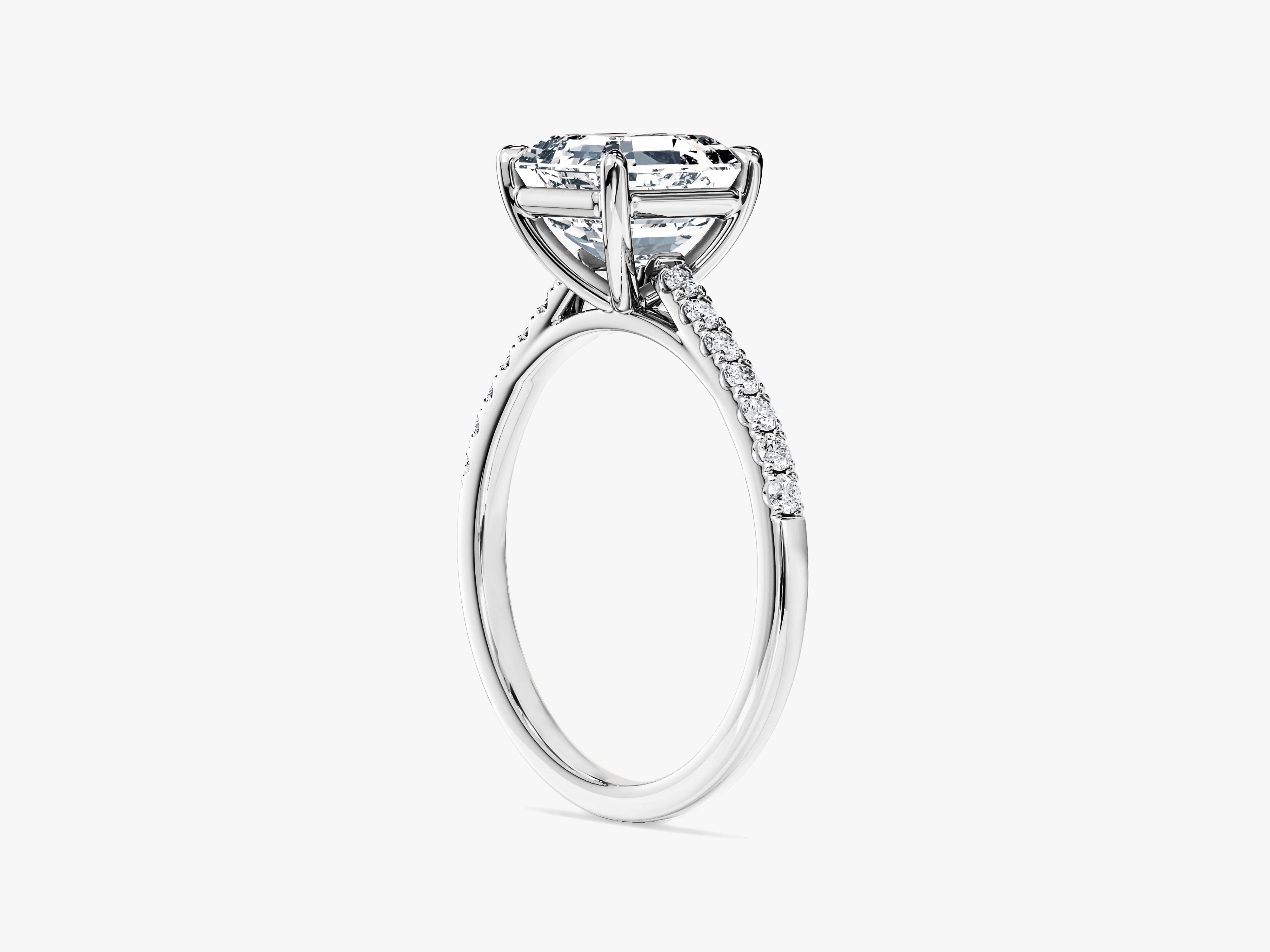 Asscher Cut Lab Grown Diamond Engagement Ring with Pave Set Side Stones (2.00 CT)