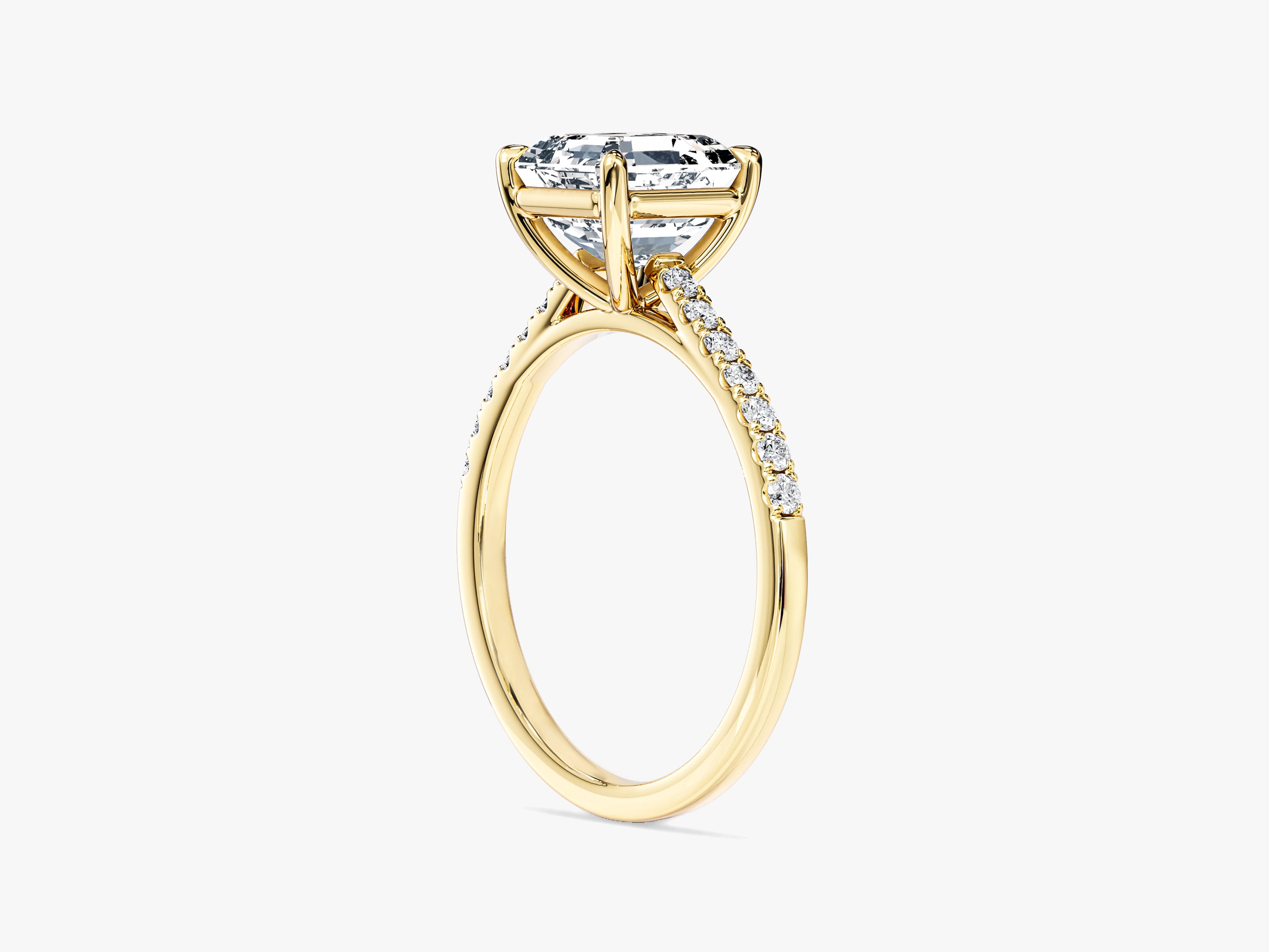 Asscher Cut Lab Grown Diamond Engagement Ring with Pave Set Side Stones (2.00 CT)