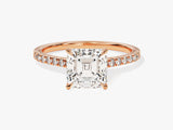 Asscher Cut Diamond Engagement Ring with Pave Set Side Stones (2.00 CT)