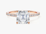 Asscher Cut Lab Grown Diamond Engagement Ring with Pave Set Side Stones (2.00 CT)