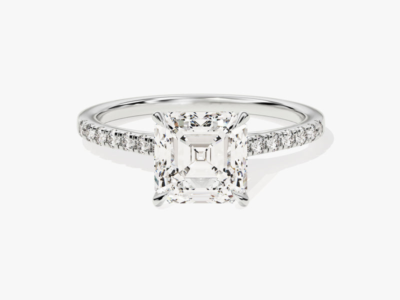 Asscher Cut Diamond Engagement Ring with Pave Set Side Stones (2.00 CT)