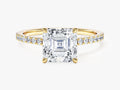 Asscher Cut Moissanite Engagement Ring with Pave Set Side Stones (2.00 CT)