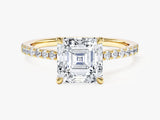 Asscher Cut Lab Grown Diamond Engagement Ring with Pave Set Side Stones (2.00 CT)