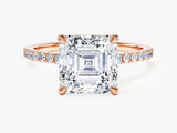 Asscher Cut Moissanite Engagement Ring with Pave Set Side Stones (3.00 CT)